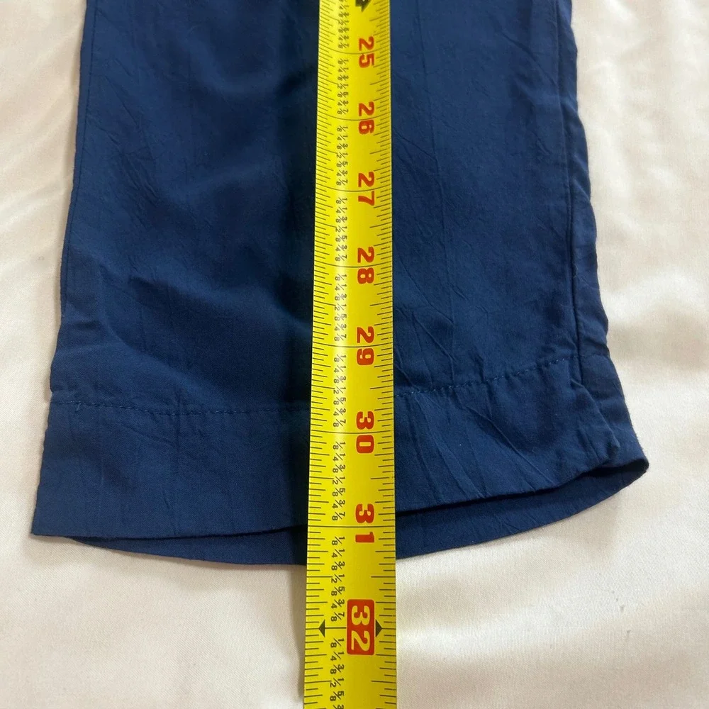 Vintage Jams World Dark‎ Navy Rayon Elastic Waist Pants Made in Hawaii Medium